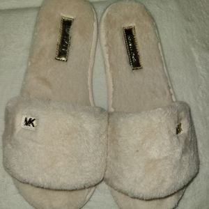 MK Cream and Gold slippers New